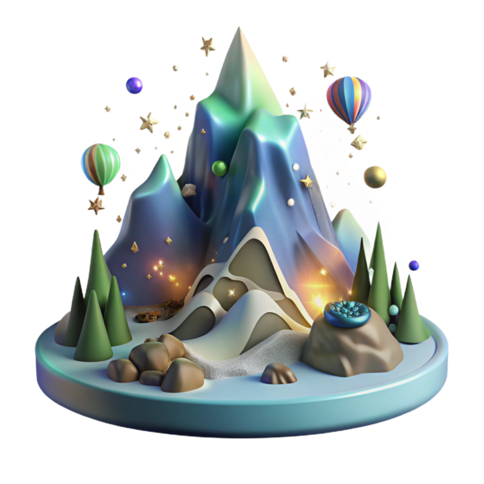 extraordinary abstract Mountain Scene with Northern Lights Transparent Element premium png