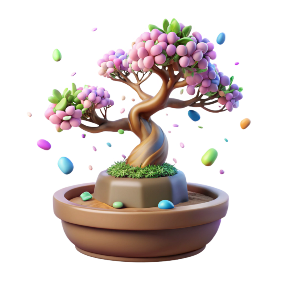 impressive modern Japanese Bonsai Tree Miniature Landscape Isolated Transparent Background genuine png