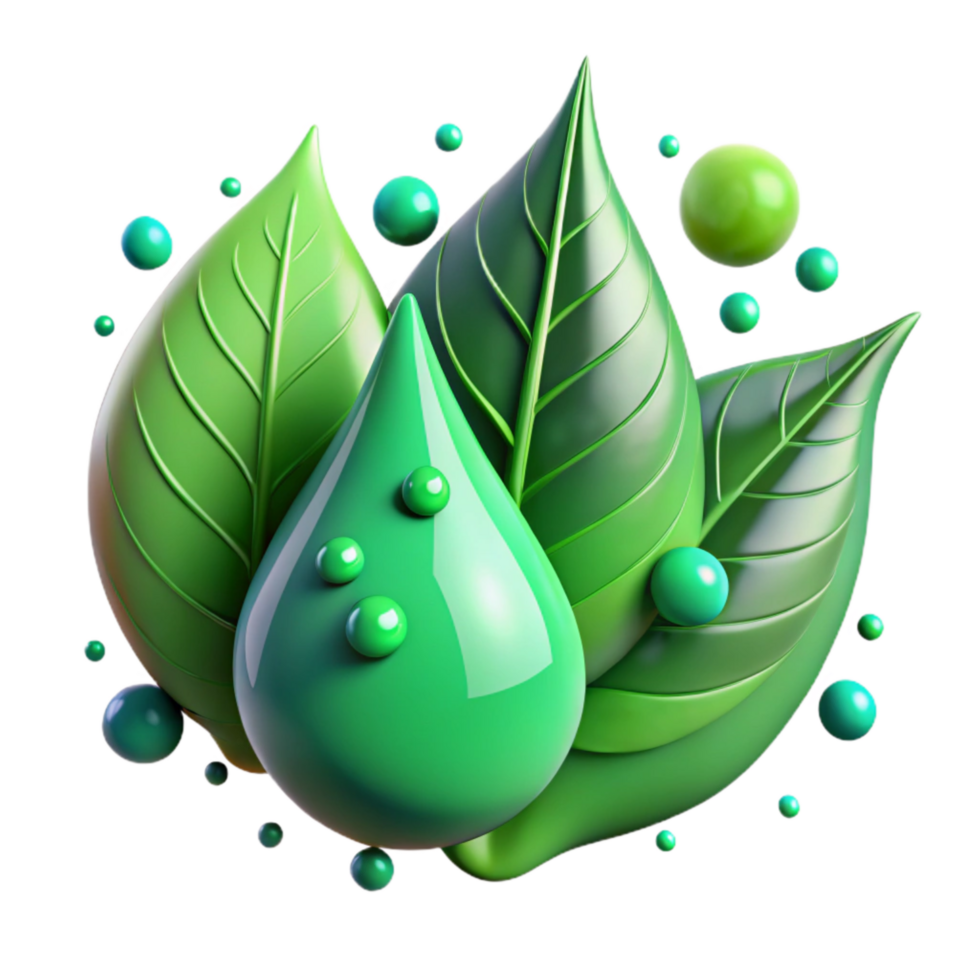 magnificent artistic Green Leaves Raindrops Macro Photography Isolated high resolution png