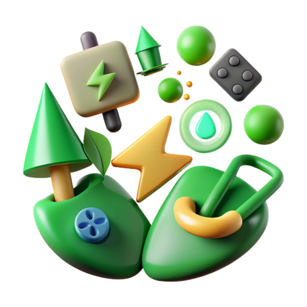 stunning classic Green Energy Icons Set Cutout premium png
