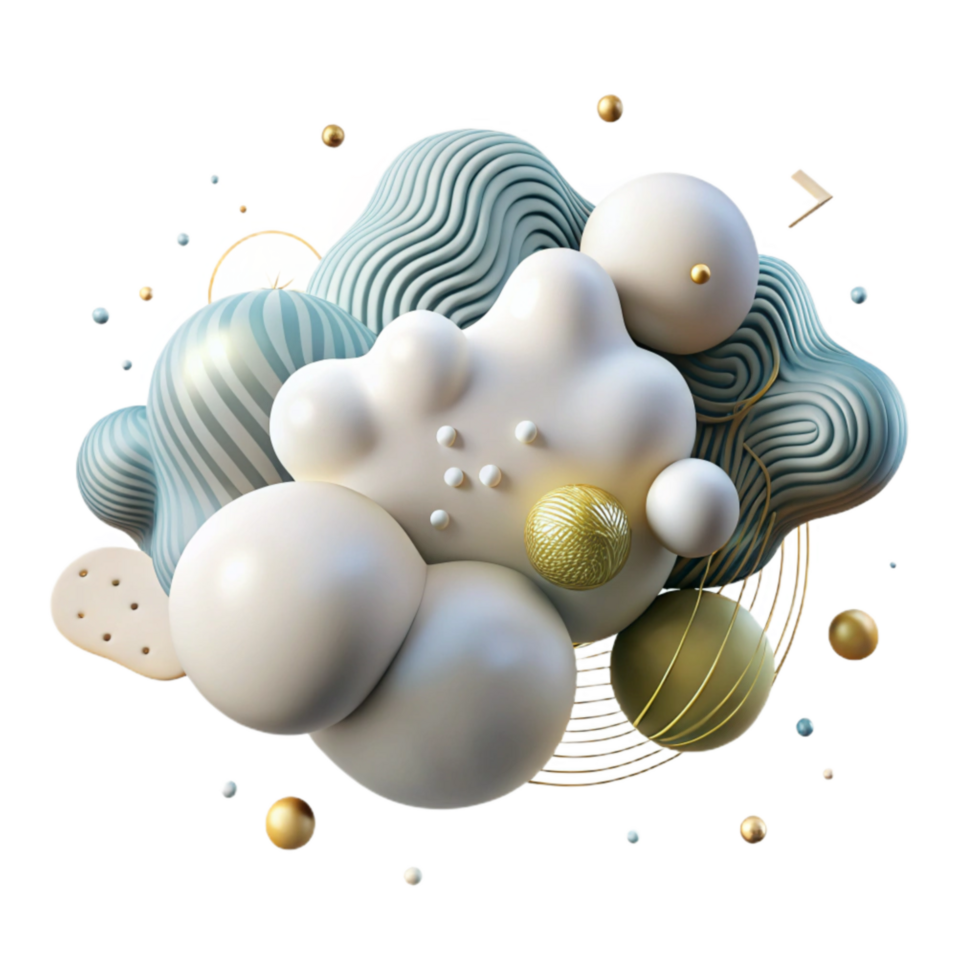 serene creative Group of Clouds Cutout with Realistic Shadows premium png