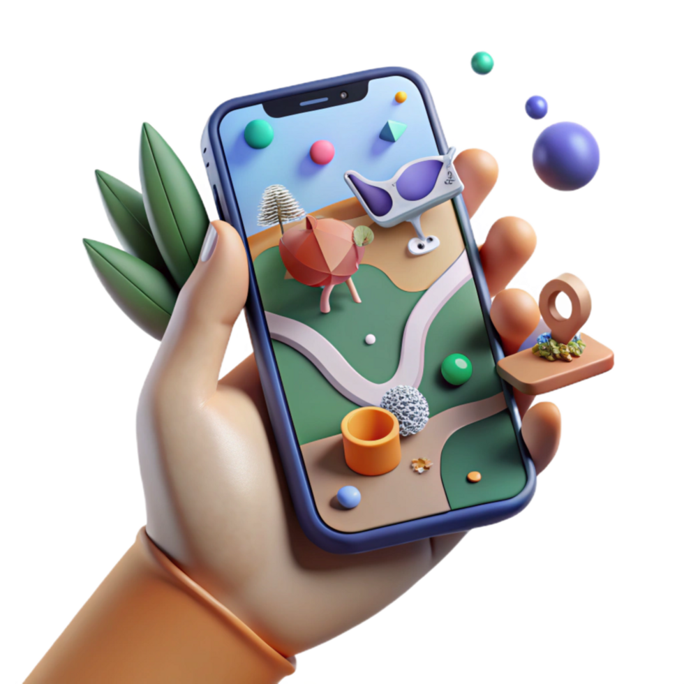 stunning modern Hand Holding Smartphone with Animal Tracking App Cutout Front View genuine png