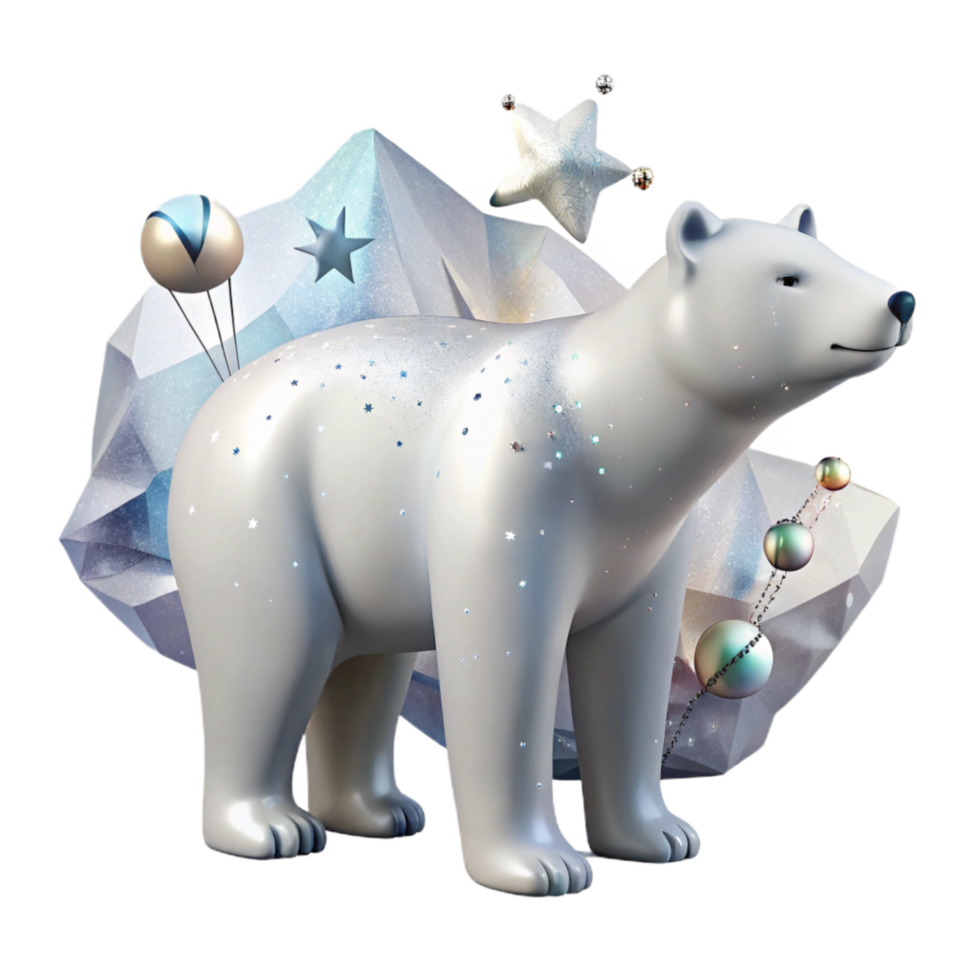elegant modern Polar Bear Silhouette with Arctic Landscape Isolated png