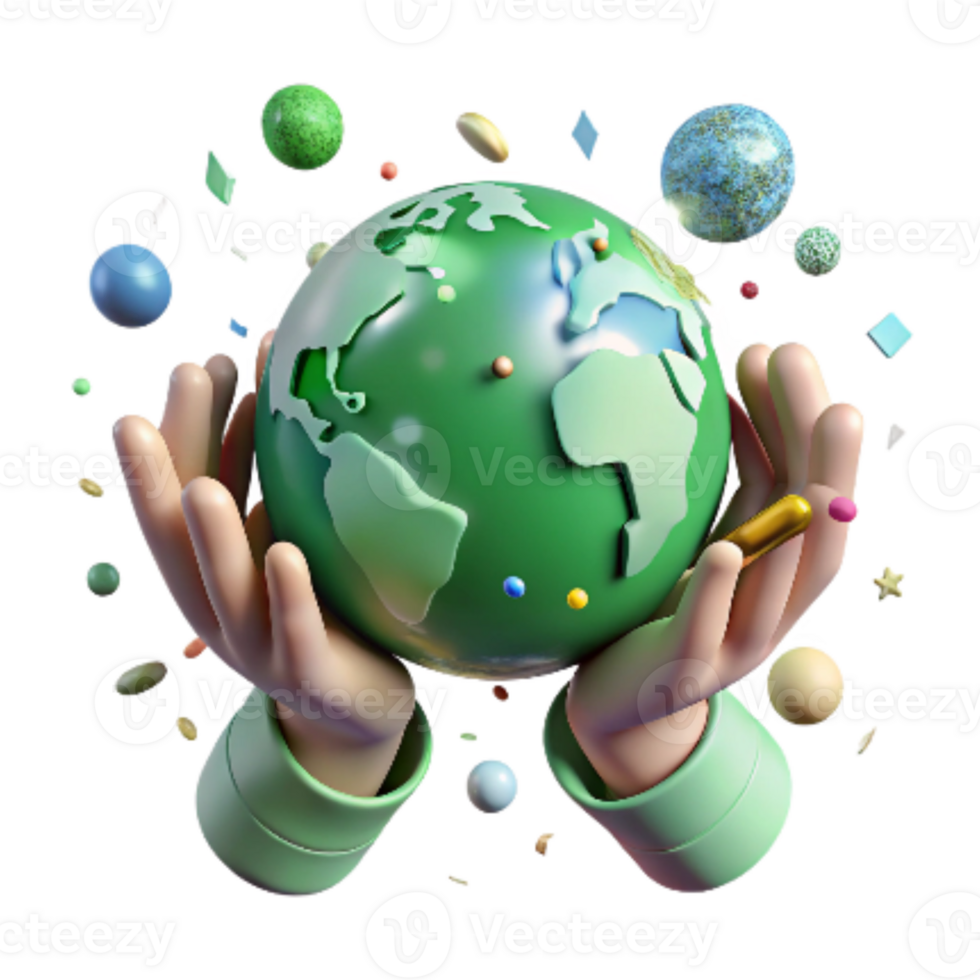 magnificent vintage Hands Holding Earth with Green Continents Transparent Background high quality png