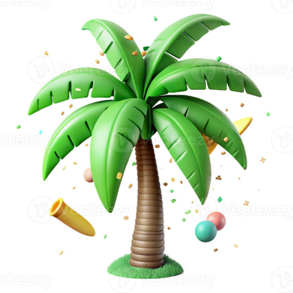 dramatic rustic Palm Tree Tropical Green Fronds Transparent Element authentic png