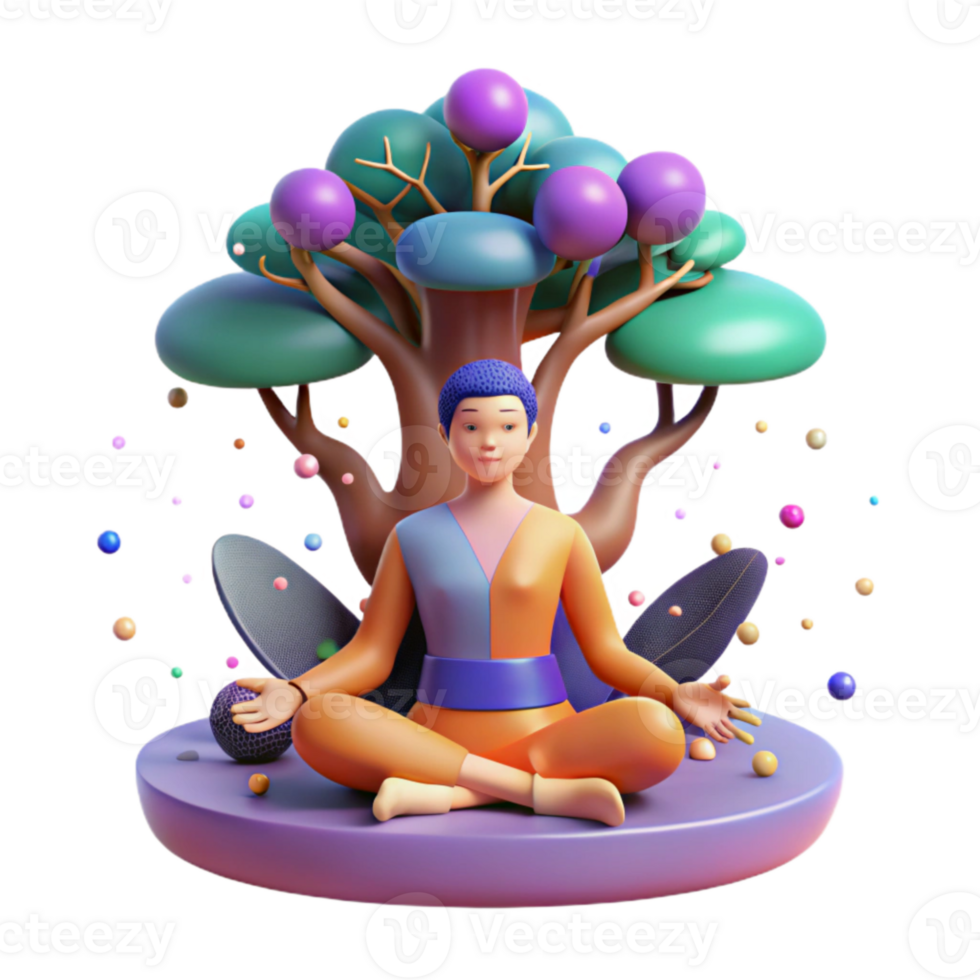 extraordinary contemporary Person Meditating Under Tree Isolated Element high quality png