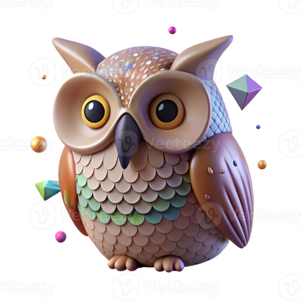 vibrant classic Isolated of Owl Camouflaged Against Bright Background original png