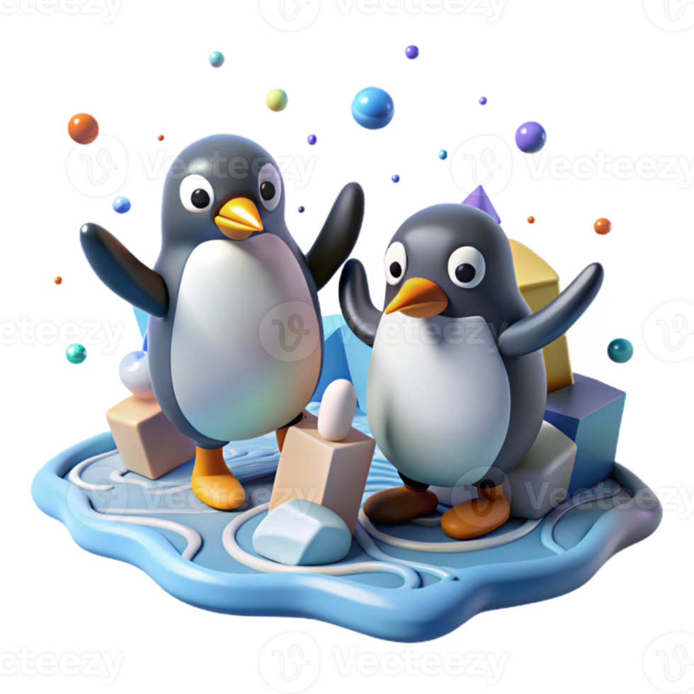 stunning traditional Penguins Waddling on Ice Transparent Background high resolution png