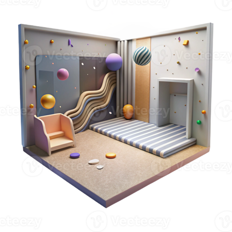 serene creative Quiet Room Vs Noisy Street Isolated png