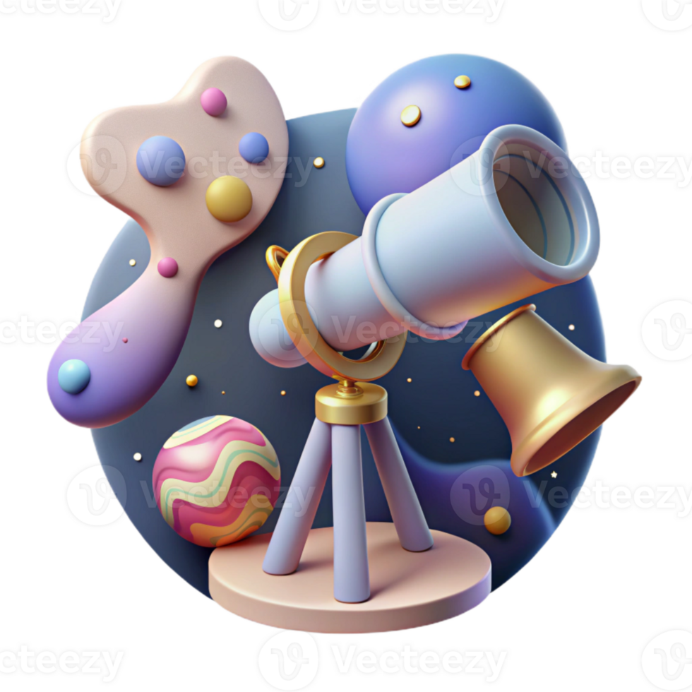 elegant vintage Meteor Shower Observation Cutout with Telescope and Stargazers png