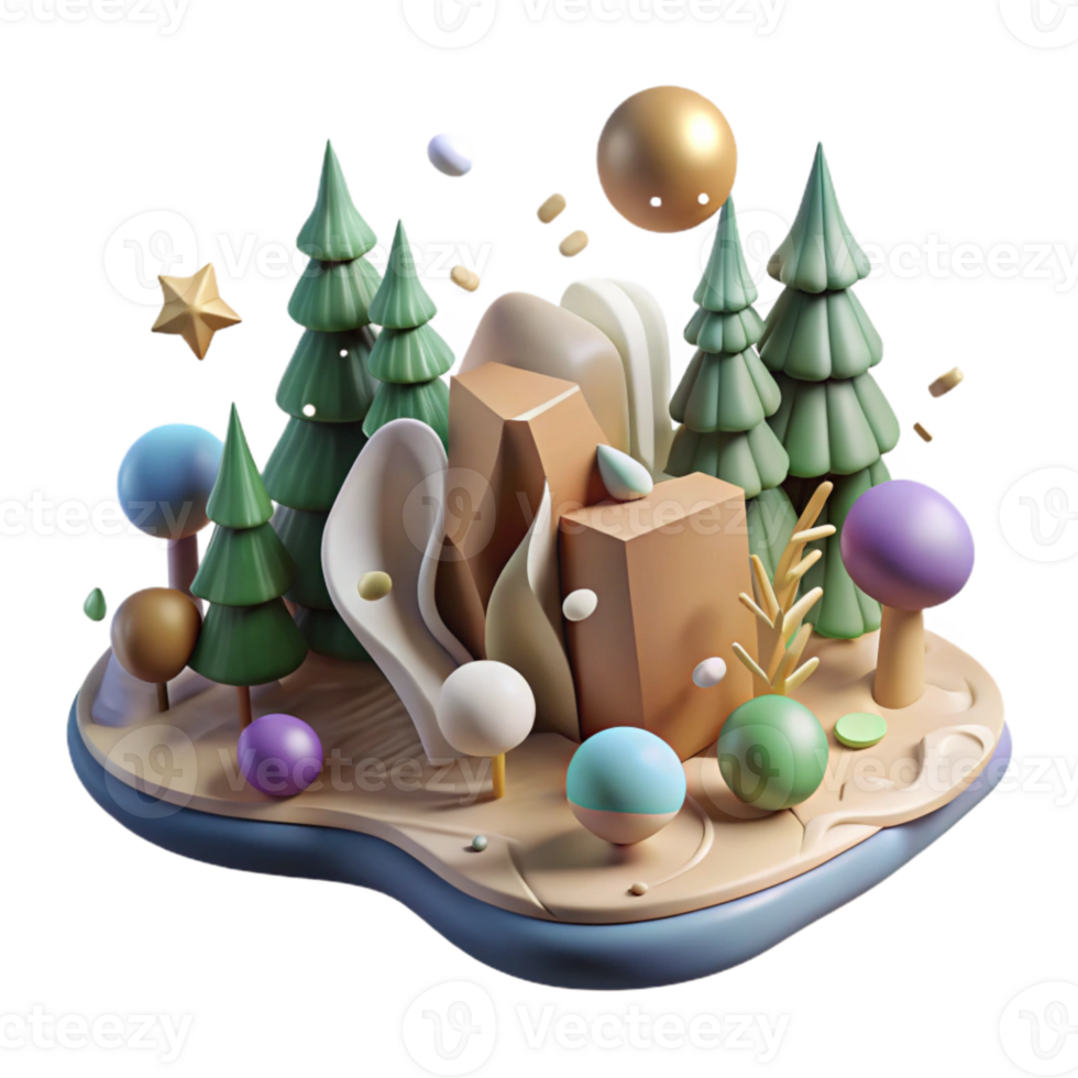 beautiful vintage Preserving Nature Forest Scene Isolated detailed png