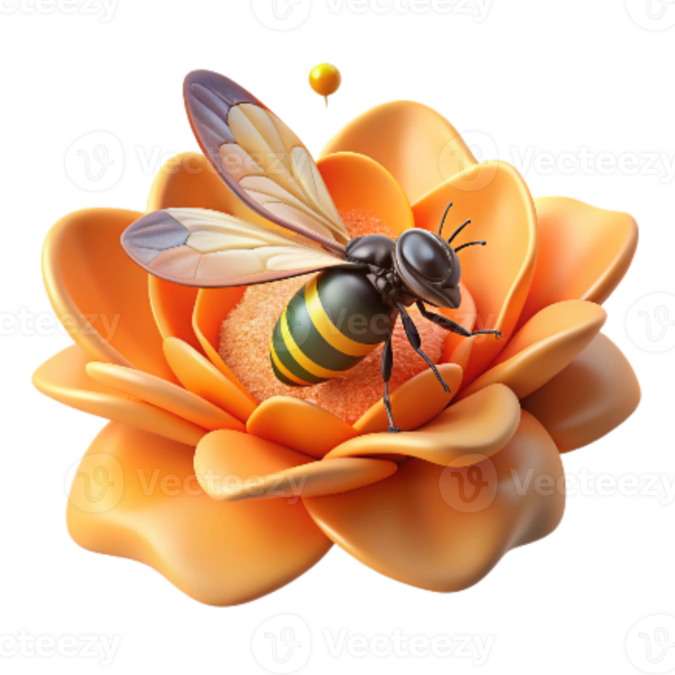 magnificent vintage Hoverfly on Orange Blossom Cutout Image high resolution png