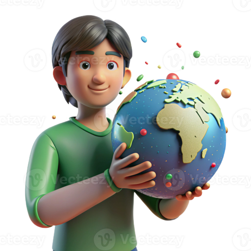 serene abstract Person Holding Globe Carefully Cutout png