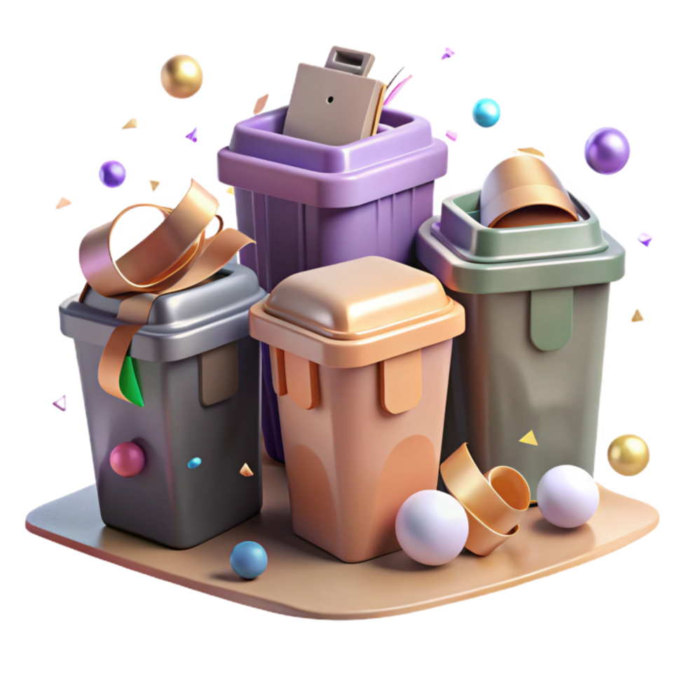 beautiful minimalist Recycling Bins for Different Materials Transparent Background high resolution png