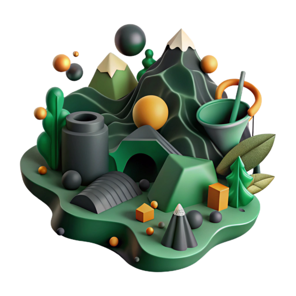 beautiful classic Mining Impact Deforestation Cutout Dark Green Hues Isolated original png