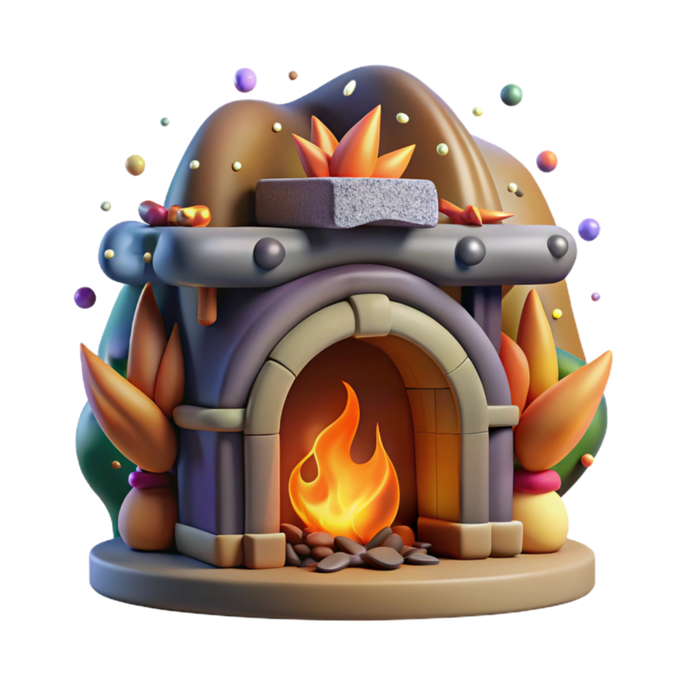 elegant abstract Hunting Lodge Fireplace Detail Cutout with Flames professional png