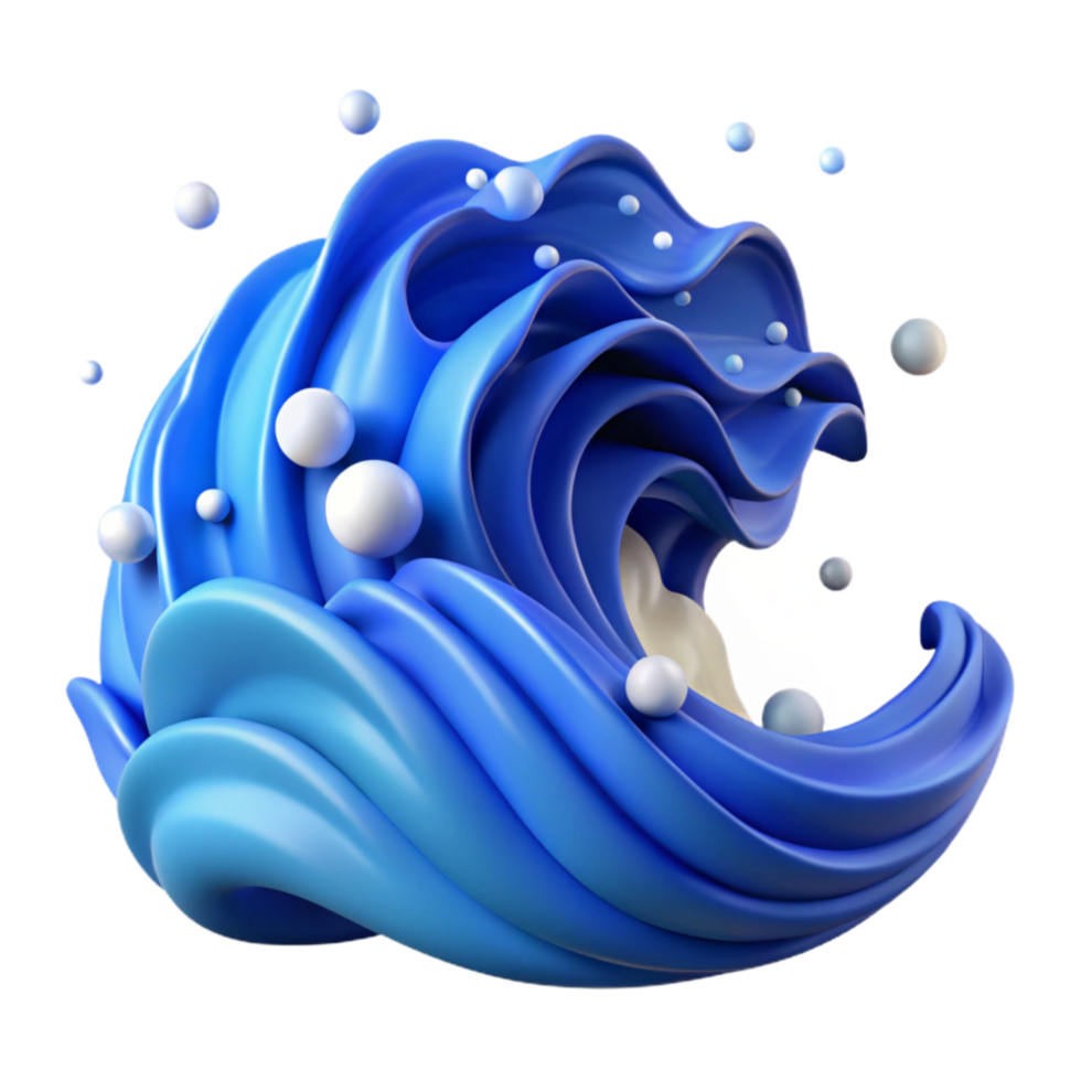 magnificent minimalist Ocean Waves Cutout Isolated Element Blue Gradient original png