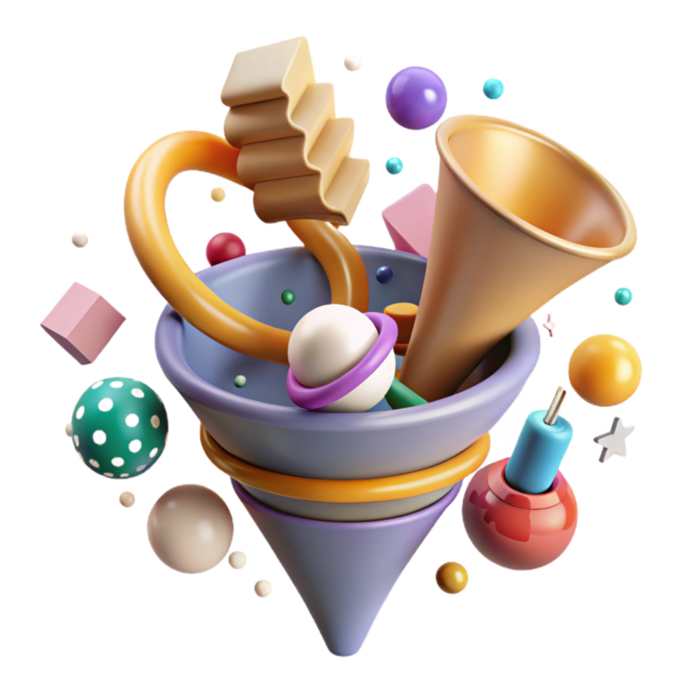 magnificent minimalist Marketing Funnel Stages Visual Representation Transparent Background professional png