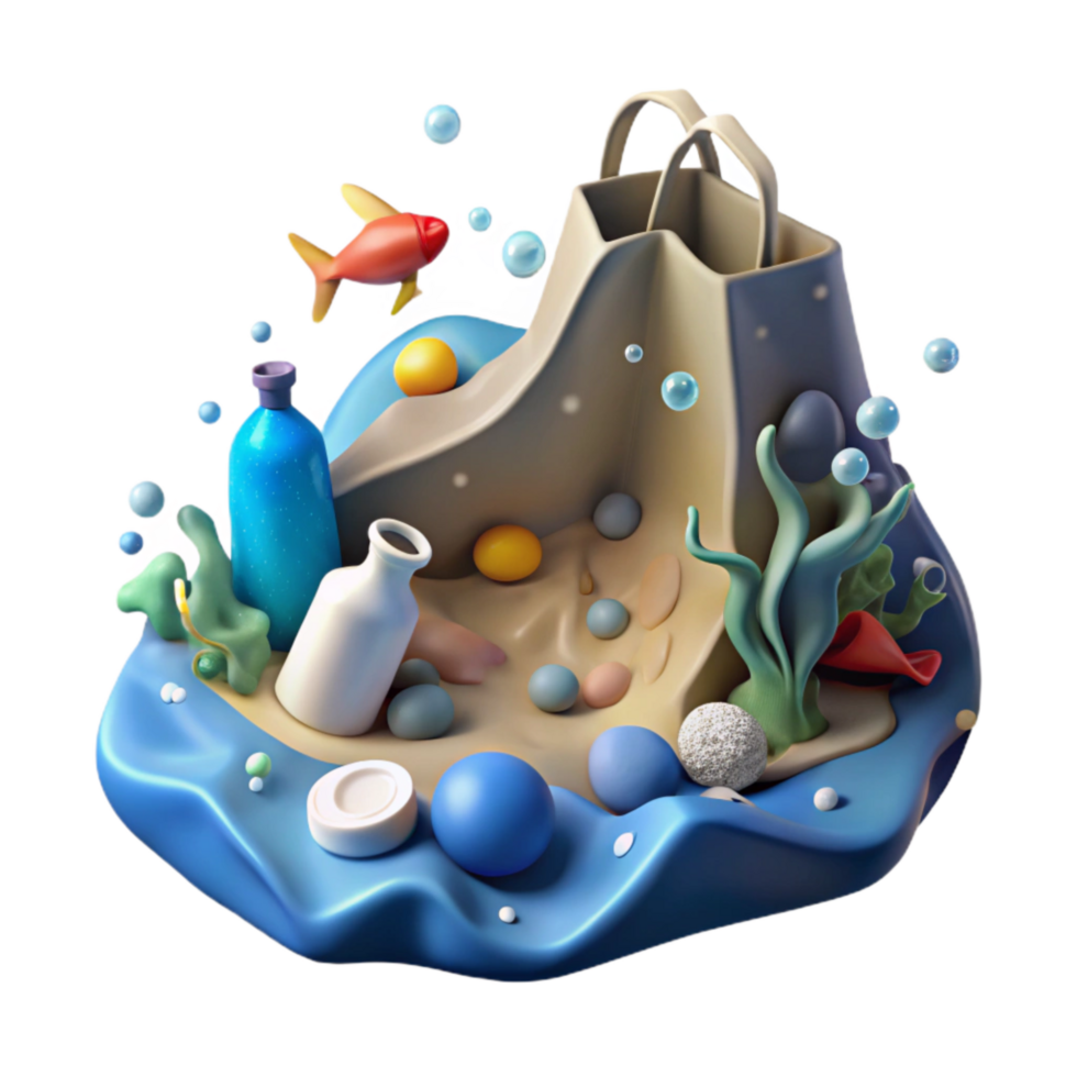 wonderful traditional Ocean Pollution Plastic Bag Floating Cutout with Clear Plastic Bag professional png