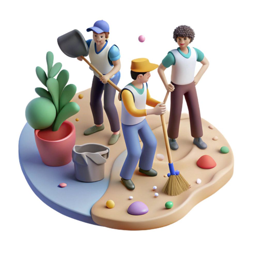 elegant modern Group of Students Cleaning Up Park Cutout Transparent high resolution png