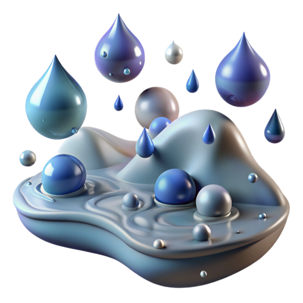 dramatic contemporary Raindrops Falling on River Transparent Background Ripple Effect original png