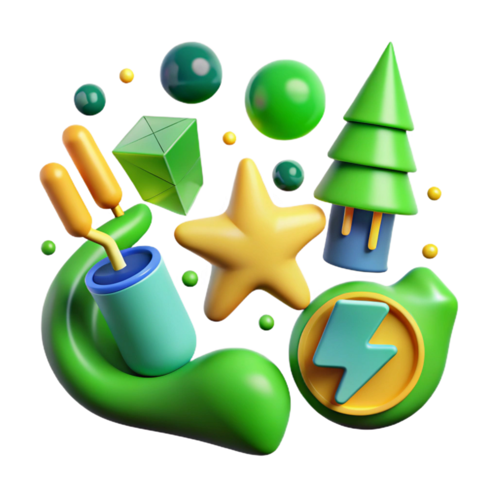 wonderful vintage Green Energy Icons Set Cutout high quality png