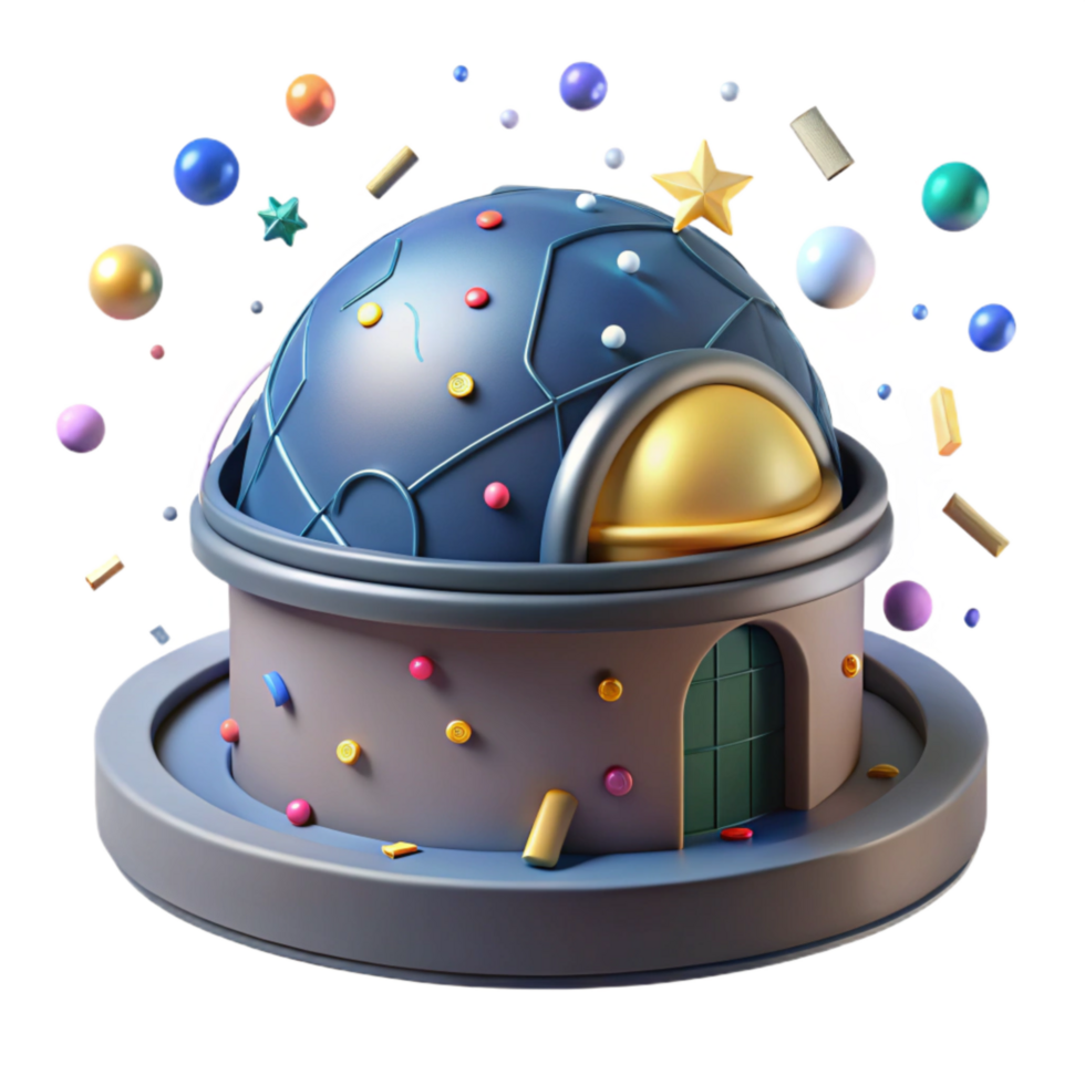 serene contemporary Observatory Dome Cutout with Night Sky Background authentic png
