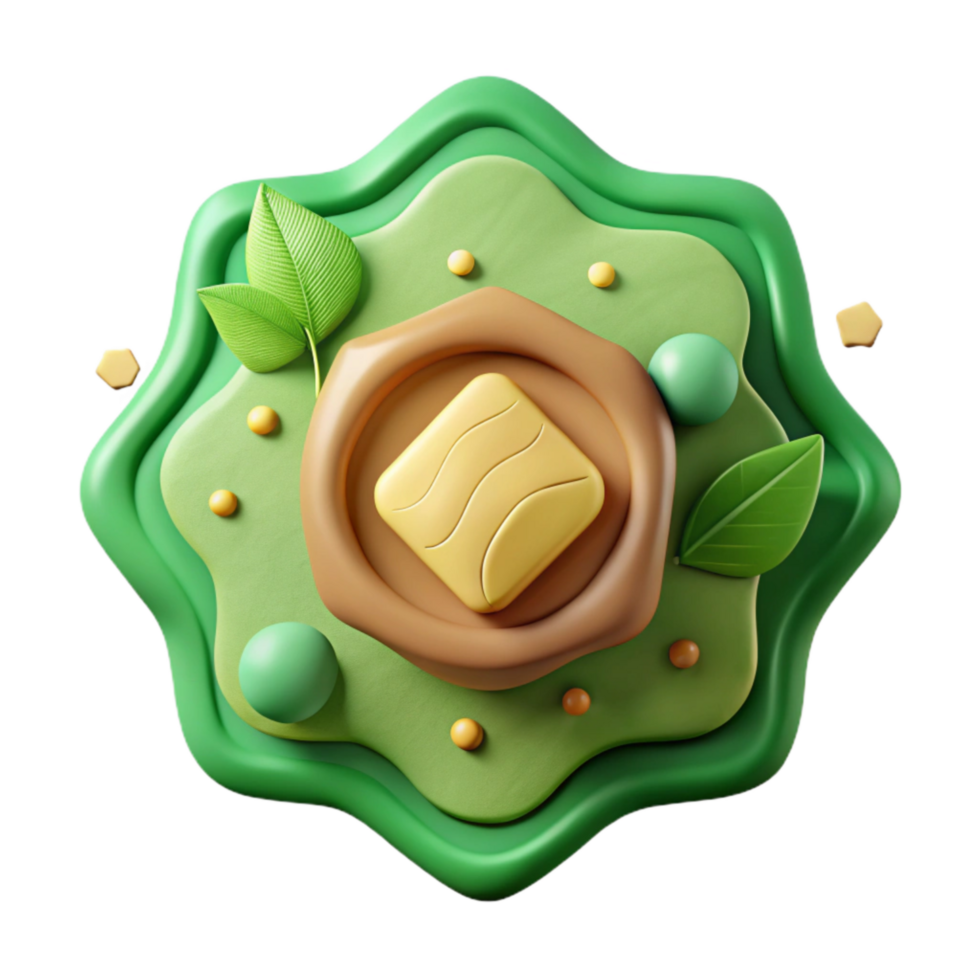 serene contemporary Organic Label Badge with Green Color Isolated professional png