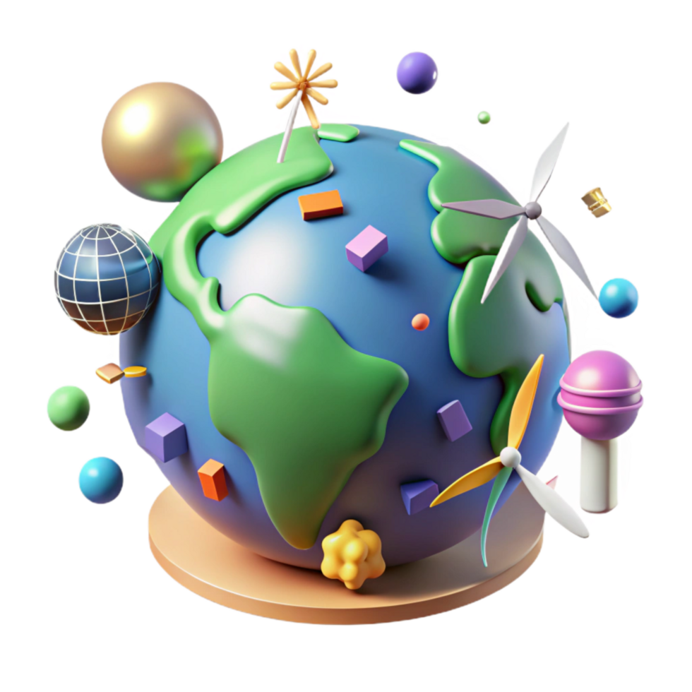stunning rustic Globe with Renewable Energy Icons Isolated Element high quality png