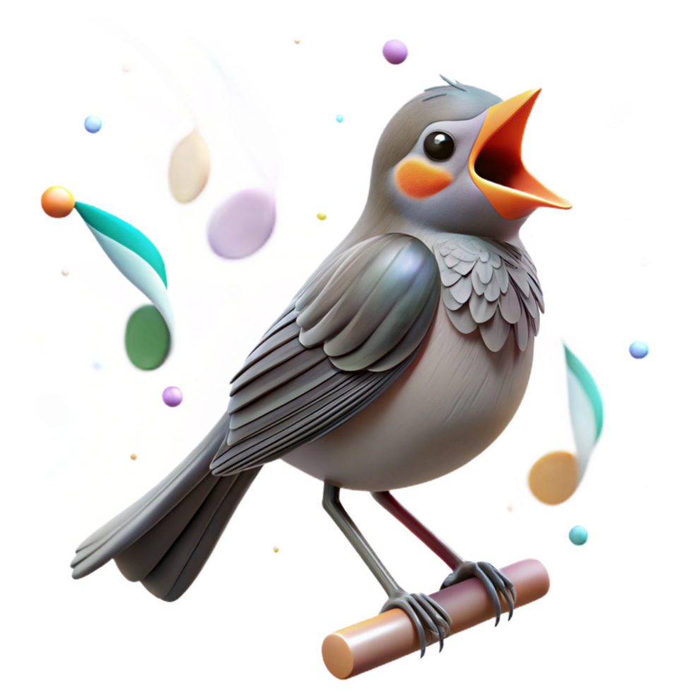 vibrant rustic Grassland Bird Singing on Branch Isolated on Transparent Background detailed png
