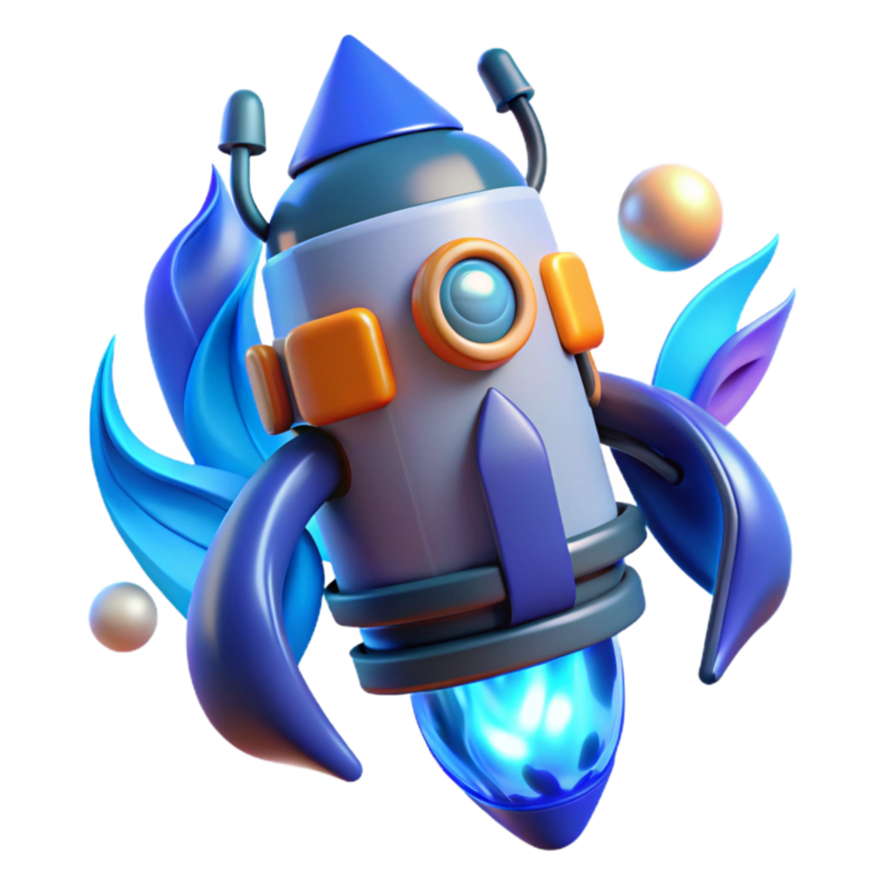 dramatic creative Isolated Jetpack with Blue Flame authentic png