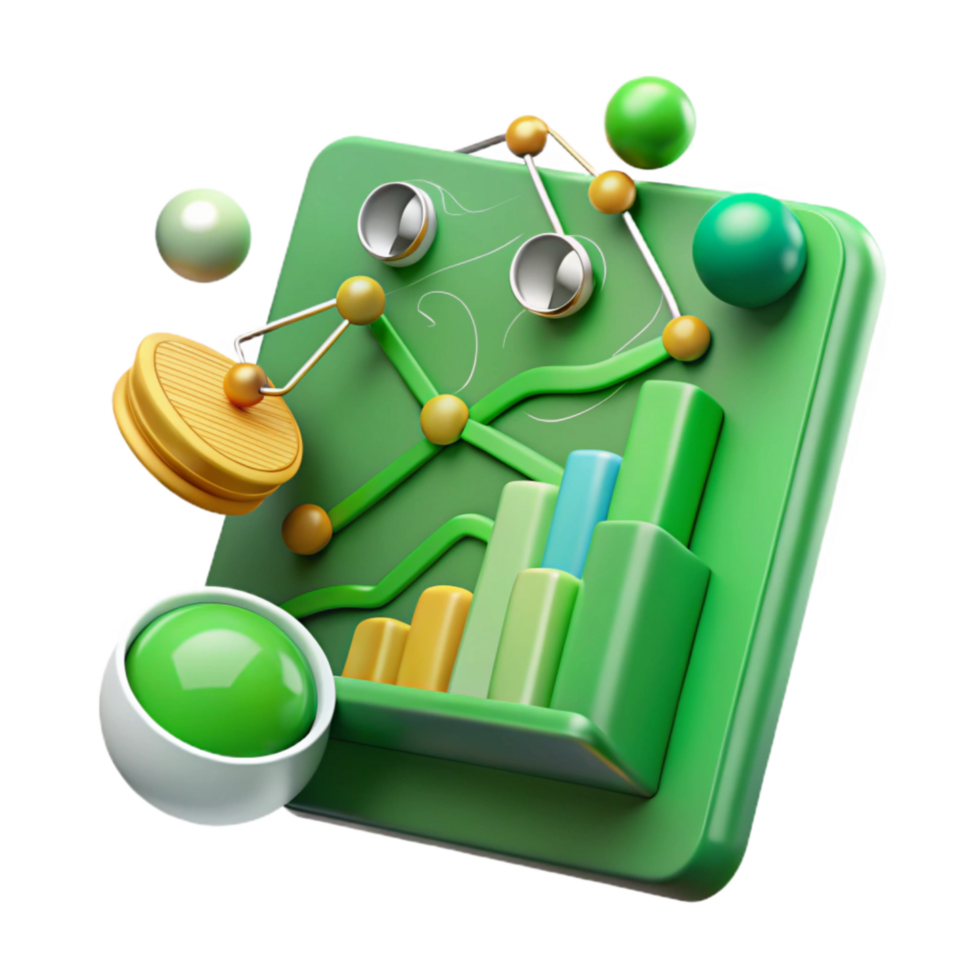impressive artistic Green Technology Investment Chart Transparent Background with Financial Data professional png