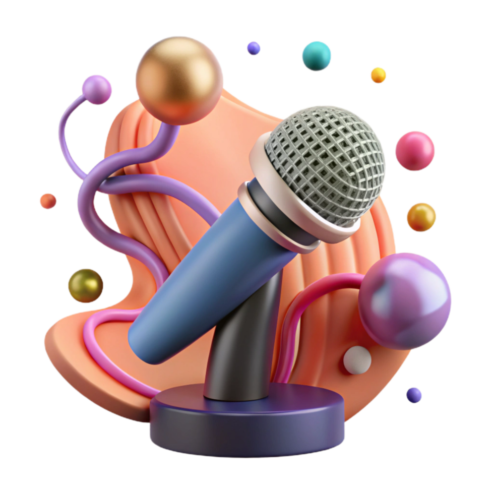 vibrant modern Public Speaking with Microphone Cutout Element detailed png