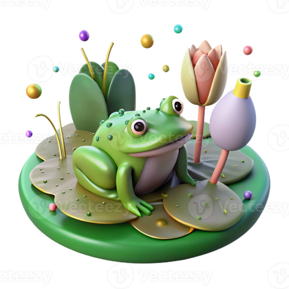 extraordinary contemporary Lily Pad and Frog Isolated on Transparent Background genuine png
