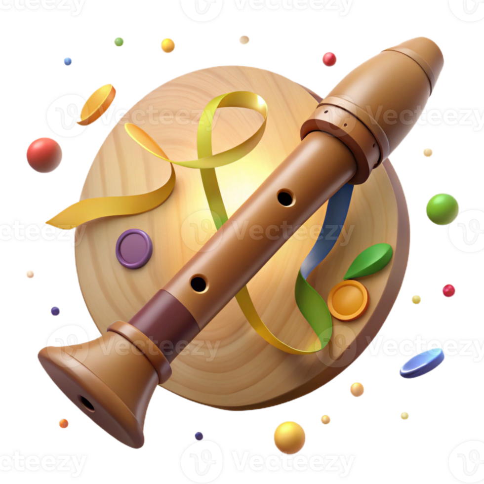 magnificent minimalist Kaval End Blown Flute Balkan Music Wooden Texture Cutout on Transparent Background professional png