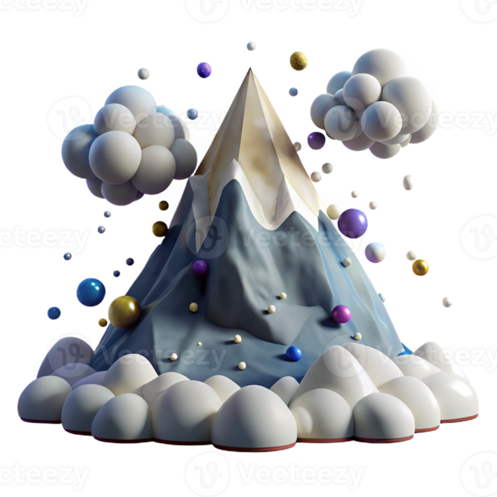 magnificent vintage Mountain Peak with Snow Cap and Clouds Isolated with Dramatic Sky exclusive png