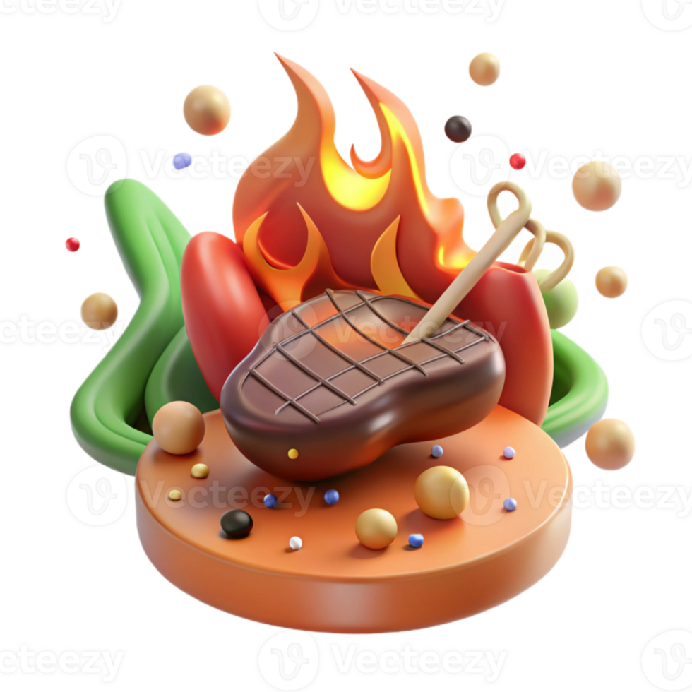wonderful modern Grilling Steak Isolated with Fire exclusive png