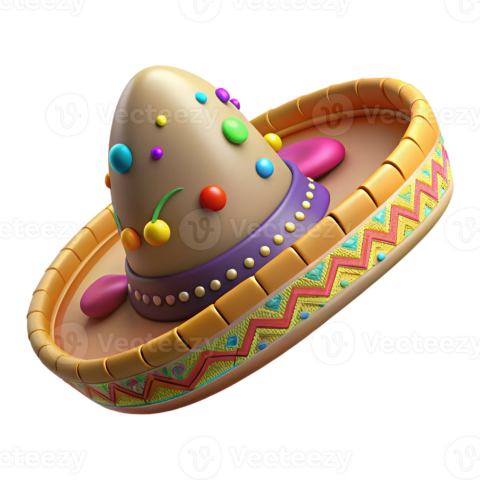dramatic artistic Mariachi Hat with Colorful Embroidery Isolated high quality png
