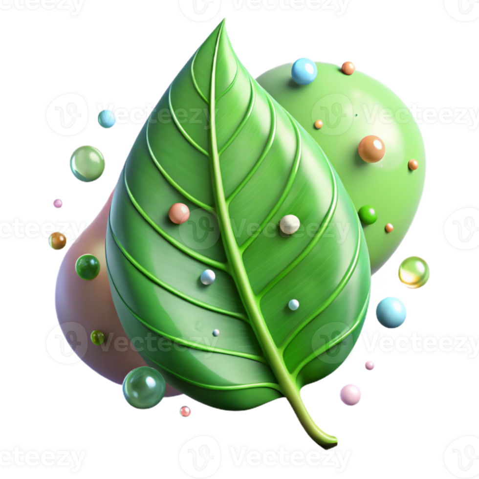 vibrant contemporary Green Leaf with Dewdrops Isolated high quality png