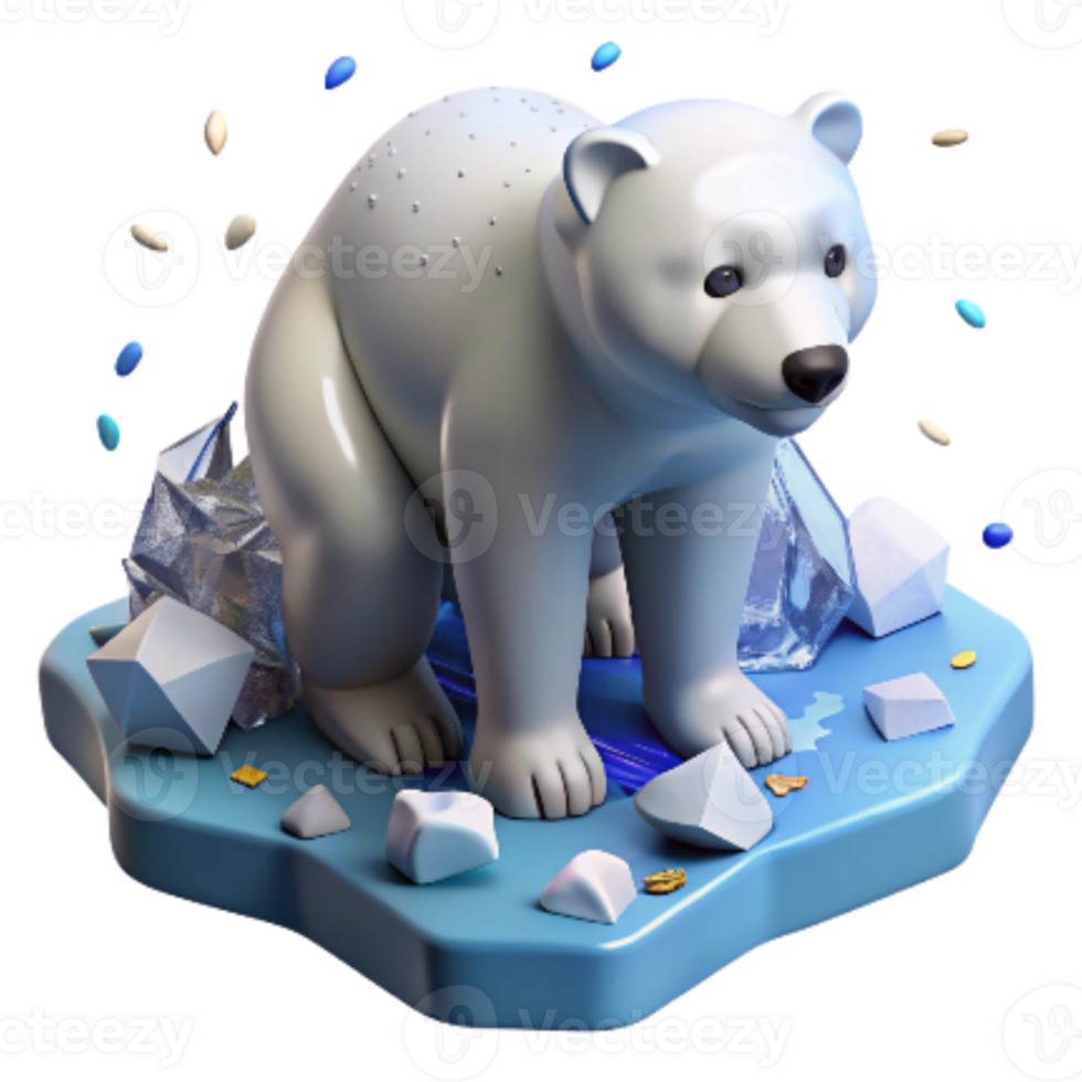 vibrant modern Polar Bear Cub on Ice Floe Close Up Cutout original png