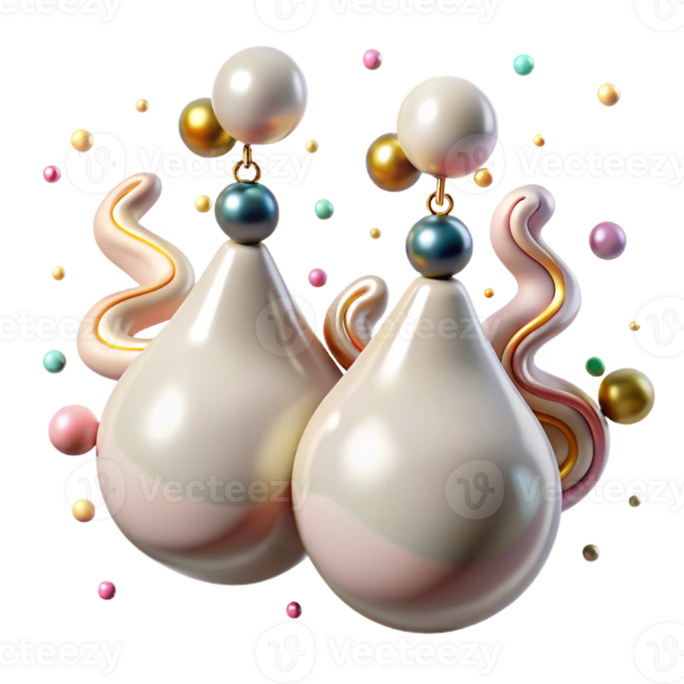 wonderful traditional Pearl Drop Earrings with High Resolution Detail detailed png