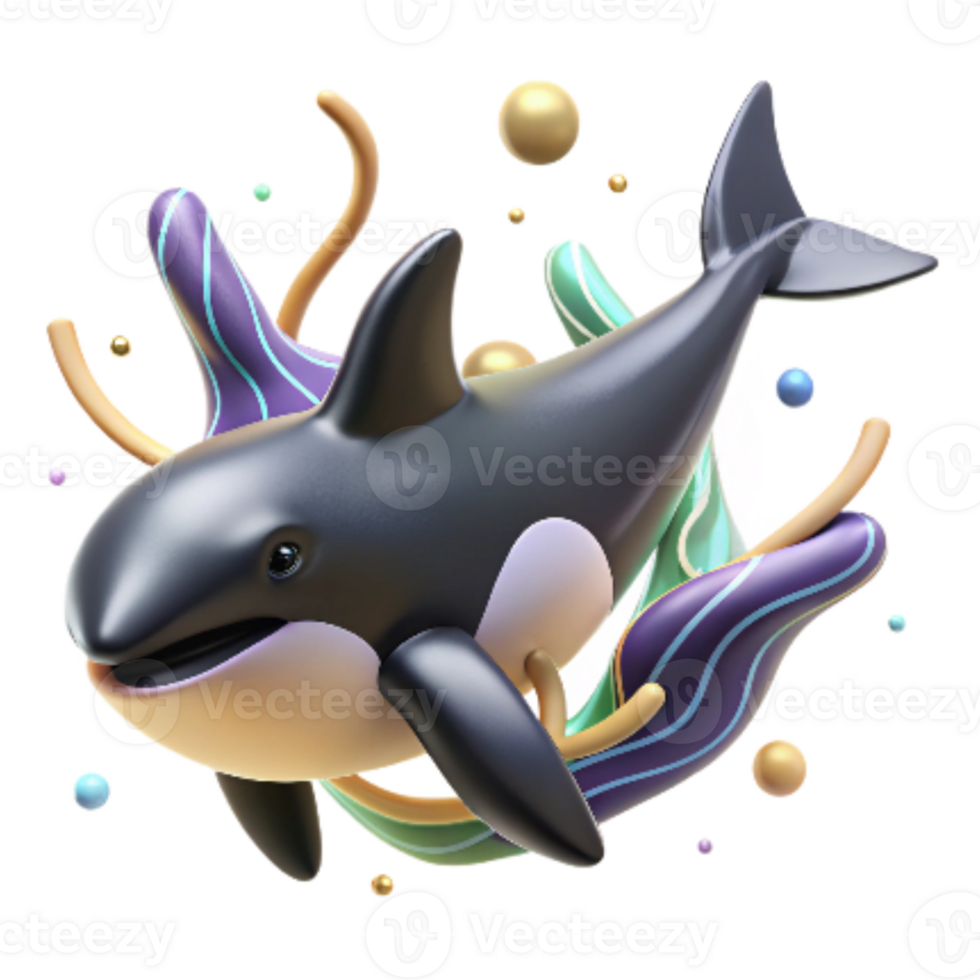 impressive artistic Orca Spyhopping with Underwater Noise Lines Cutout detailed png