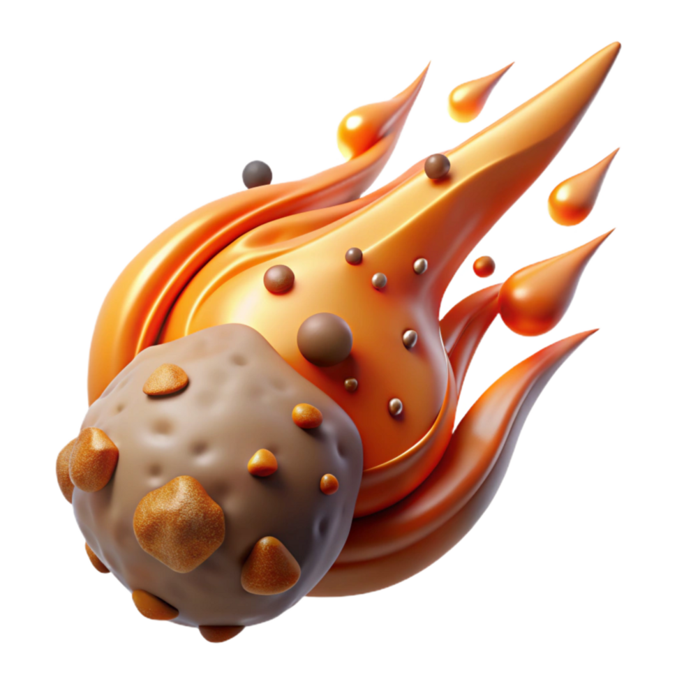 dramatic rustic Meteor Burning Up Isolated with Fiery Trail professional png