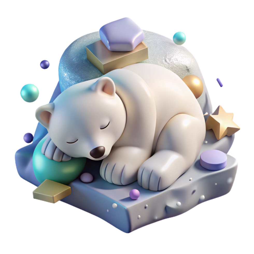 extraordinary traditional Polar Bear Cub Sleeping on Ice Isolated Element premium png