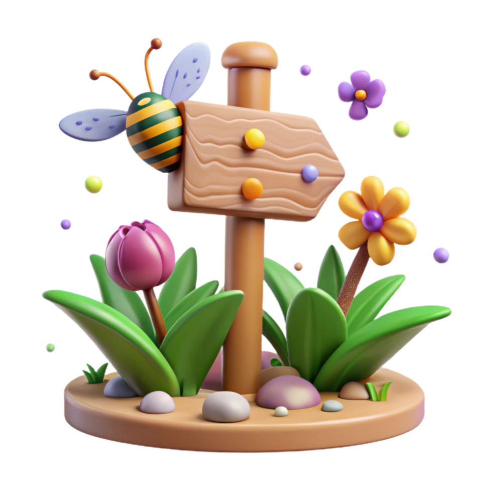 beautiful artistic Pollinator Garden Signpost Isolated Cutout high resolution png