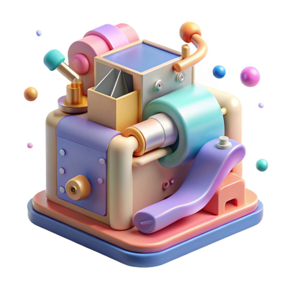 extraordinary rustic Plastic Printing Machine Extruder Close Up Transparent Background authentic png