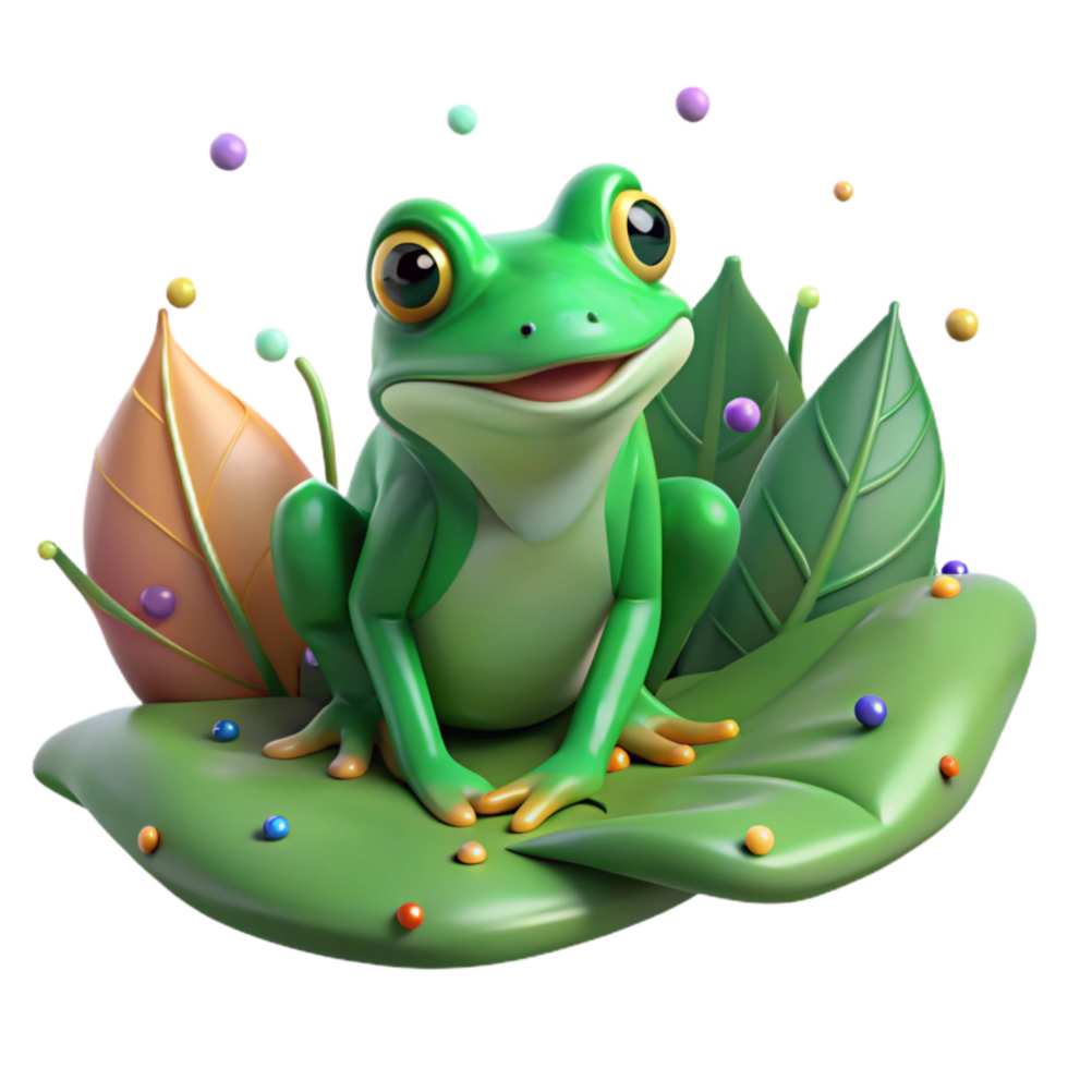 magnificent rustic Green Frog Sitting on Leaf Cutout Image high resolution png