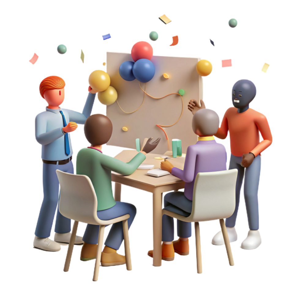 dramatic abstract Group Silhouette Brainstorming Solutions Meeting Transparent Background detailed png