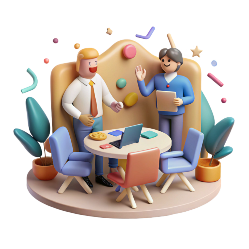 serene minimalist Realistic View Teamwork Meeting Cutout with Transparent Background exclusive png