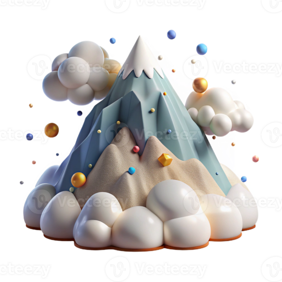 elegant vintage Mountain Peak with Clouds Cutout with Fluffy Clouds original png